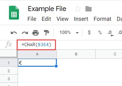 Hướng dẫn cách chèn biểu tượng Euro (€) trong Google Sheets